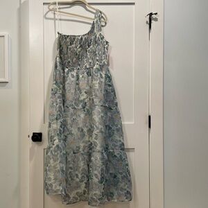 NWT Arula Blue Flower One Shoulder Dress. Size A (1x)